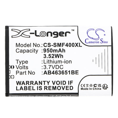 Replacement Battery for Samsung  Blade – Mobile, SmartPhone – 950mAh / 3.52Wh / 3.7V