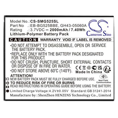 Replacement Battery for Samsung  Galaxy XCover 5 – Mobile, SmartPhone – 2000mAh / 7.4Wh / 3.7V