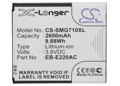 Replacement Battery for Samsung  Galaxy Grand 2 – Mobile, SmartPhone – 2600mAh / 9.88Wh / 3.8V