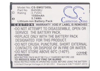 Replacement Battery for Samsung  Afyon – Mobile, SmartPhone – 1550mAh / 5.74Wh / 3.7V