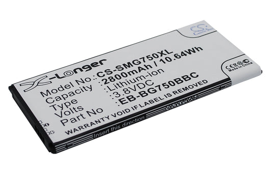 Replacement Battery for Samsung  Galaxy Mega 2 – Mobile, SmartPhone – 2800mAh / 10.64Wh / 3.8V