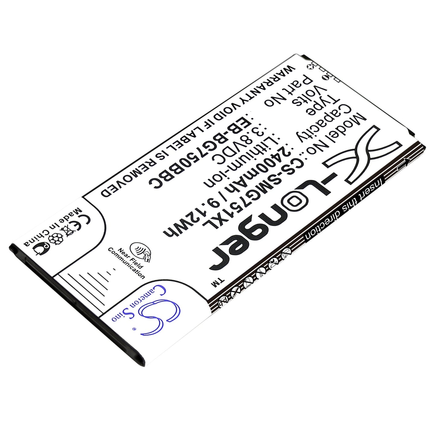 Replacement Battery for Samsung  Galaxy Mega 2 – Mobile, SmartPhone – 2400mAh / 9.12Wh / 3.8V