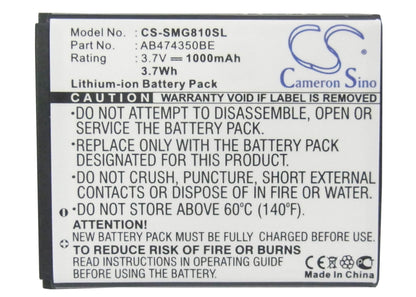 Replacement Battery for Samsung  B5722 Duos – Mobile, SmartPhone – 1000mAh / 3.70Wh / 3.7V