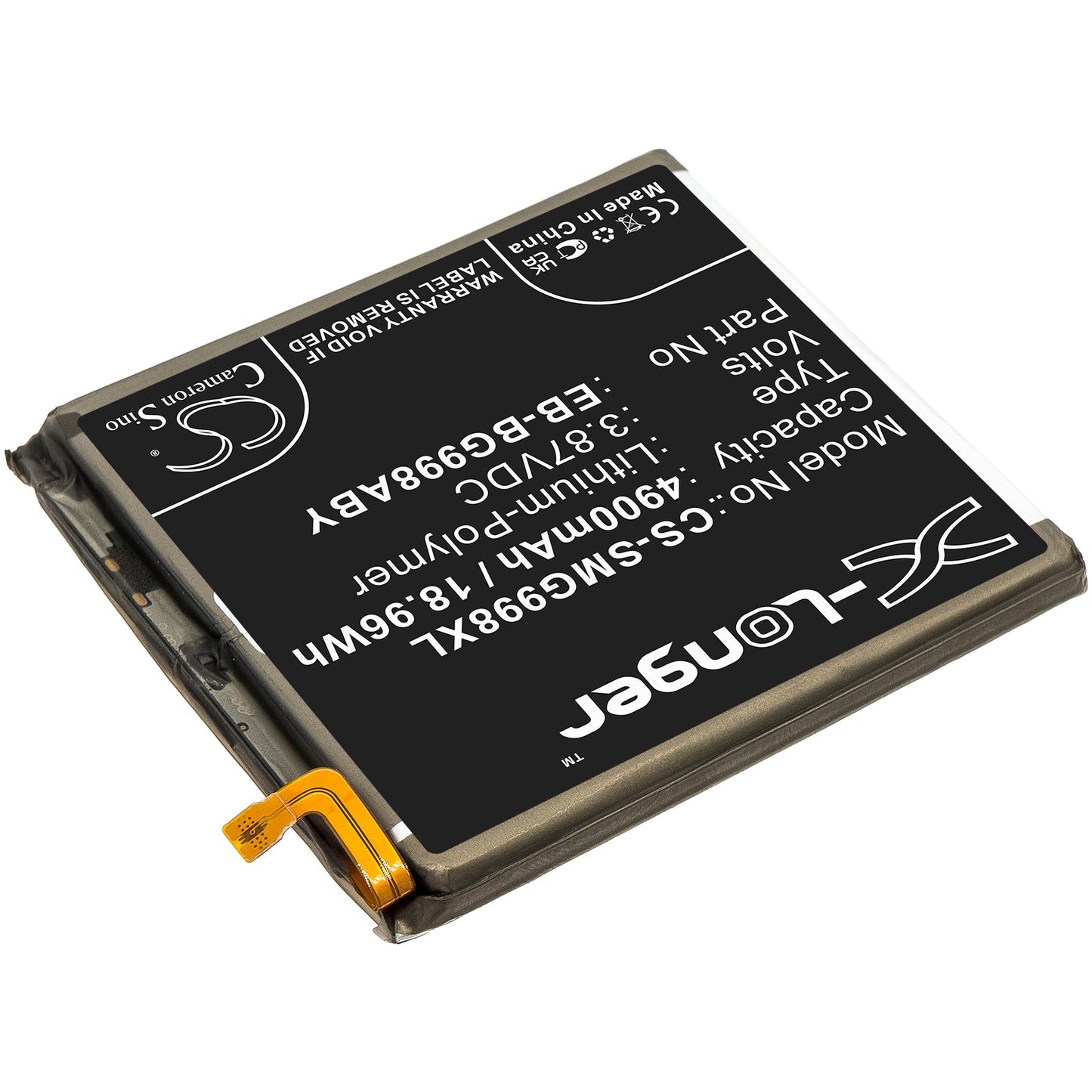 Replacement Battery for Samsung  Galaxy S21 Ultra – Mobile, SmartPhone – 4900mAh / 18.96Wh / 3.87V