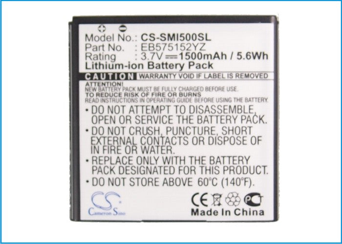 Replacement Battery for Verizon  Fascinate – Mobile, SmartPhone – 1500mAh/5.55Wh / 3.7V