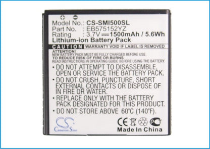 Replacement Battery for Samsung  SCH-i500 – Mobile, SmartPhone – 1500mAh/5.55Wh / 3.7V