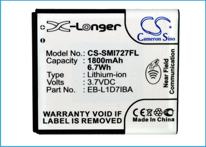 Replacement Battery for AT&T  Galaxy S 2 Skyrocket 4G – Mobile, SmartPhone – 1800mAh / 6.66Wh / 3.7V