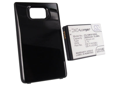 Replacement Battery for Samsung  Galaxy S II – Mobile, SmartPhone – 2600mAh/9.62Wh / 3.7V
