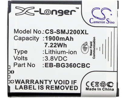 Replacement Battery for Samsung  Galaxy Core Prime – Mobile, SmartPhone – 1900mAh / 7.22Wh / 3.8V