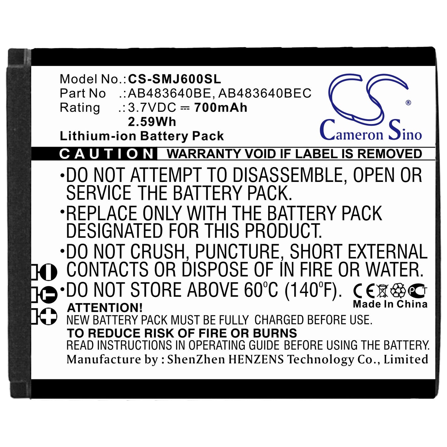 Replacement Battery for Samsung  B3210 Corby TXT – Mobile, SmartPhone – 700mAh / 2.59Wh / 3.7V