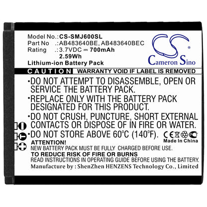 Replacement Battery for Samsung  B3210 Corby TXT – Mobile, SmartPhone – 700mAh / 2.59Wh / 3.7V