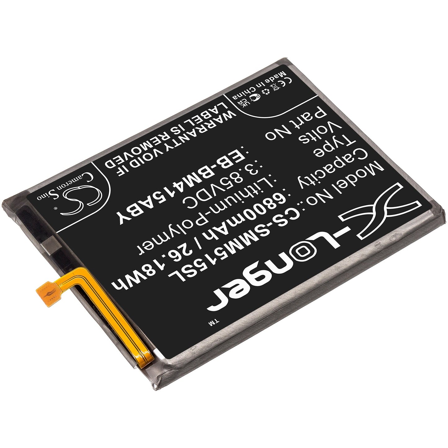 Replacement Battery for Samsung  Galaxy M51 – Mobile, SmartPhone – 6800mAh / 26.18Wh / 3.85V