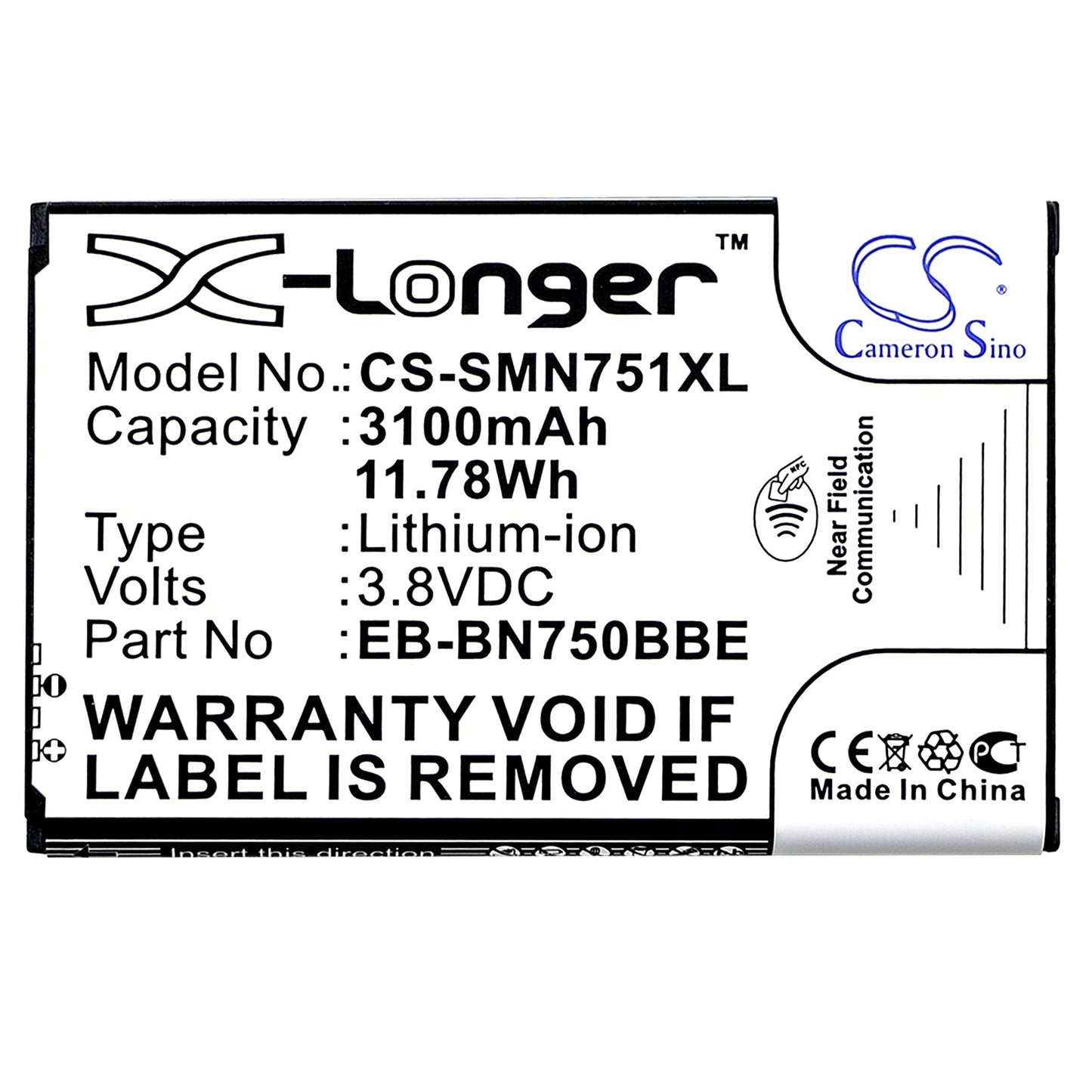 Replacement Battery for Samsung  Galaxy Note 3 Mini – Mobile, SmartPhone – 3100mAh / 11.78Wh / 3.8V