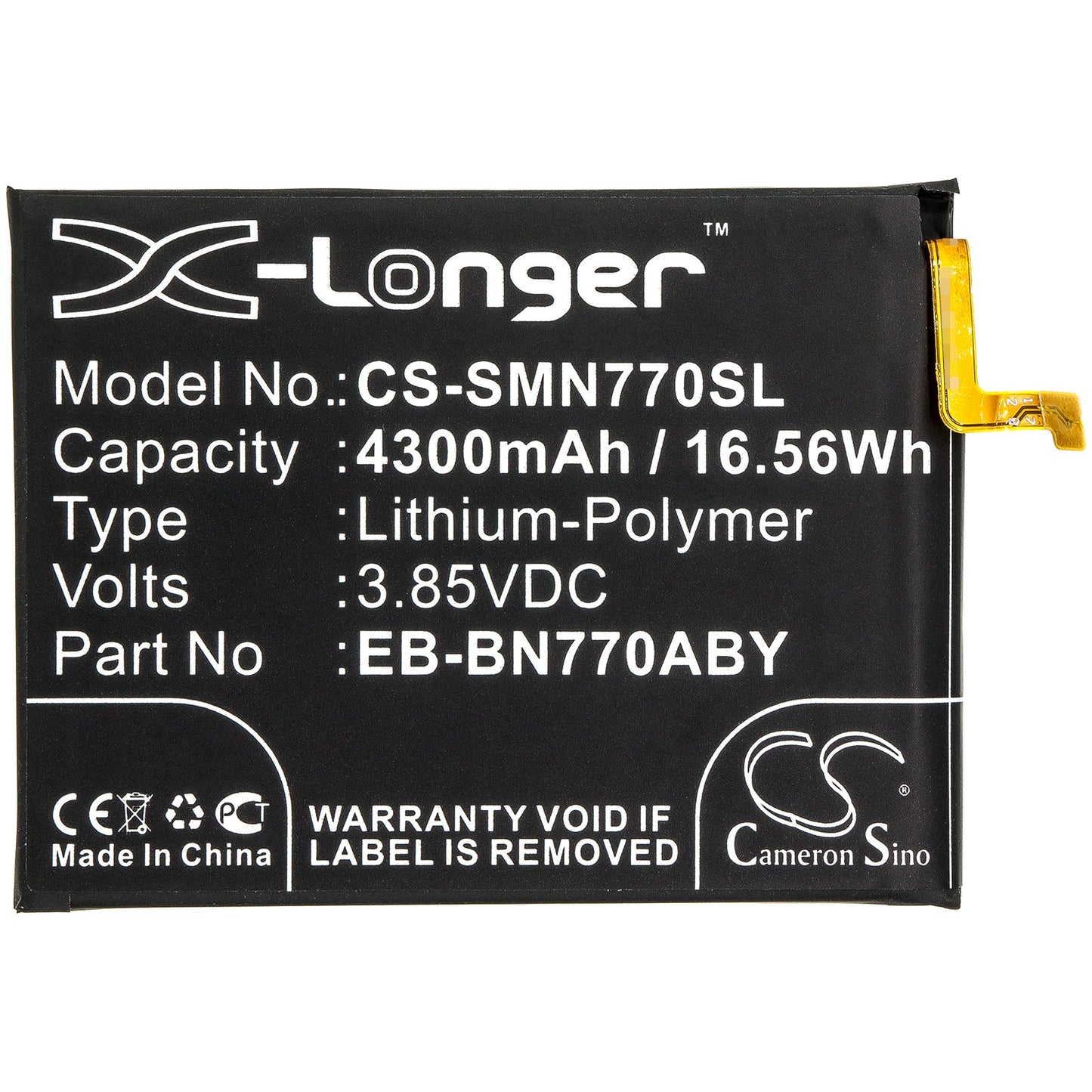 Replacement Battery for Samsung  Galaxy Note 10 Lite – Mobile, SmartPhone – 4300mAh / 16.56Wh / 3.85V