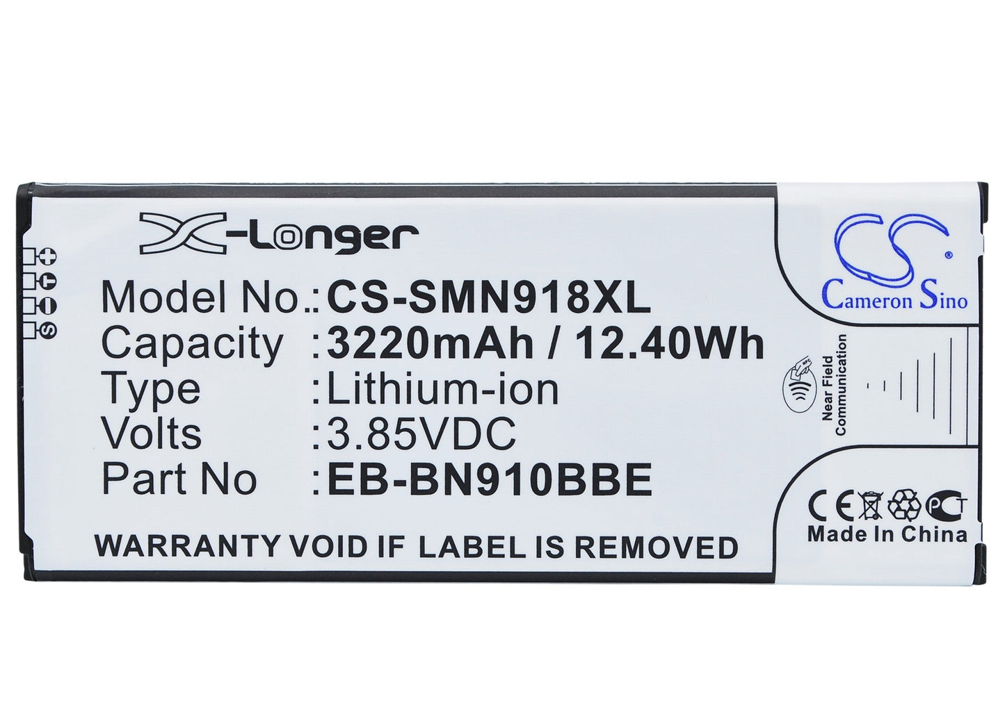 Replacement Battery for Samsung  Galaxy Note 4 – Mobile, SmartPhone – 3220mAh / 12.40Wh / 3.85V