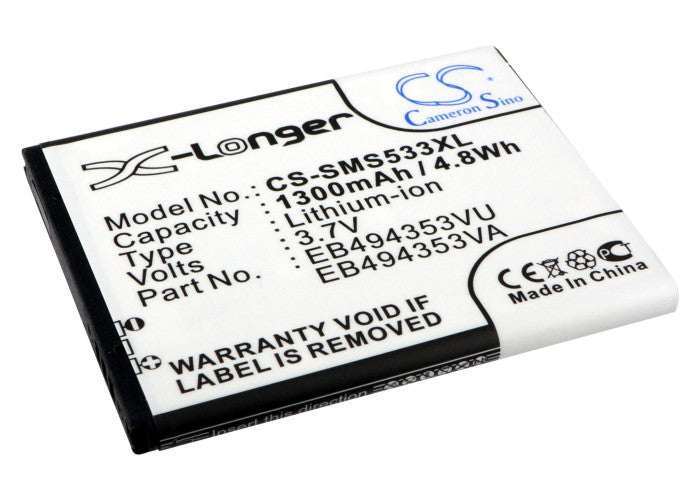 Replacement Battery for Samsung  Dart – Mobile, SmartPhone – 1300mAh / 4.81Wh / 3.7V