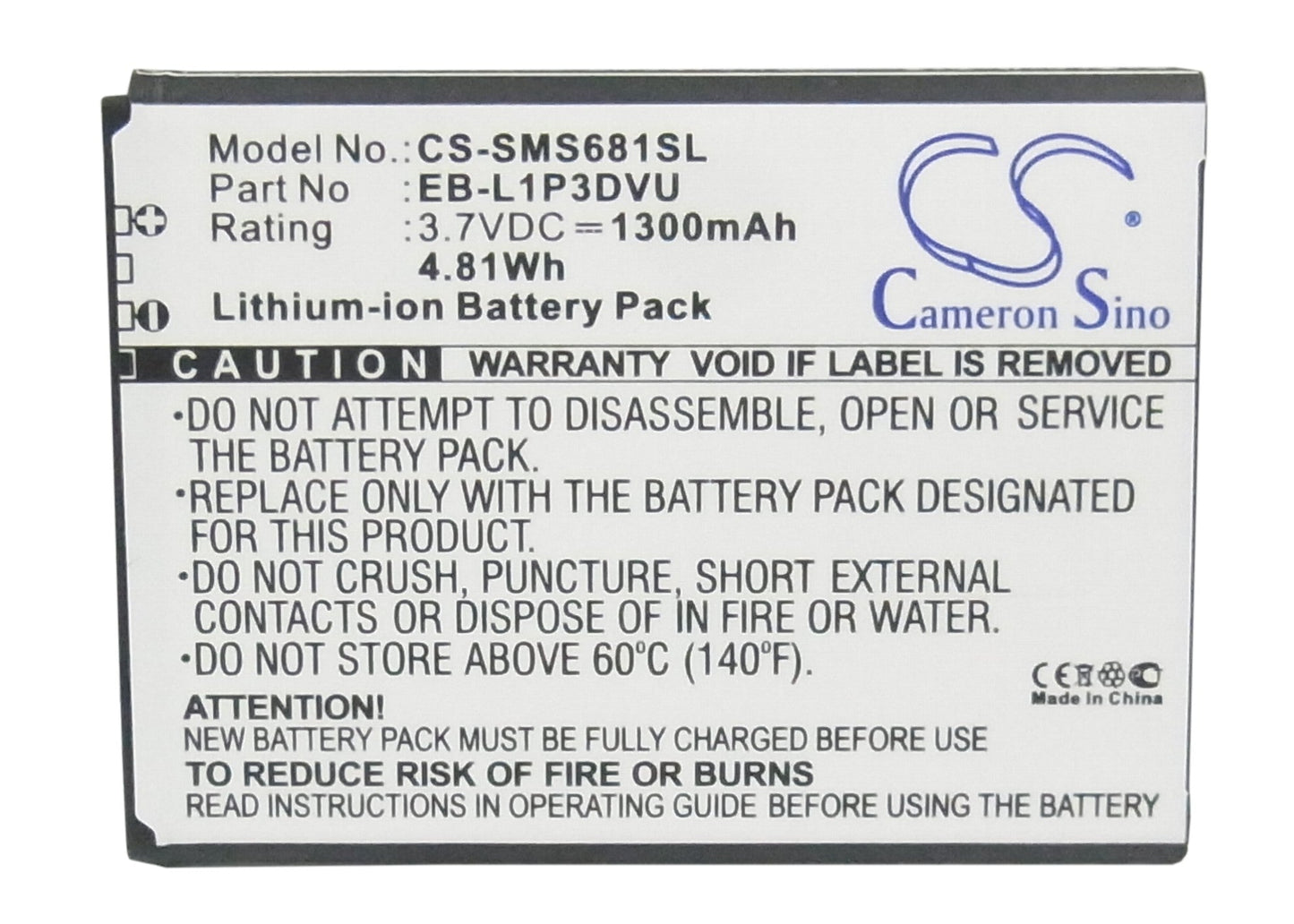 Replacement Battery for Samsung  Galaxy Ace Duos – Mobile, SmartPhone – 1300mAh / 4.81Wh / 3.7V