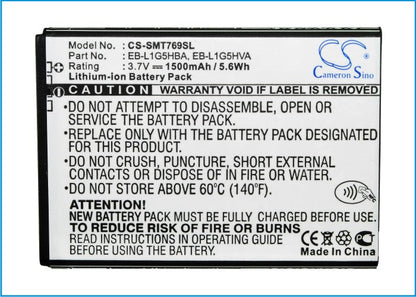 Replacement Battery for AT&T  Galaxy Exhilarate – Mobile, SmartPhone – 1500mAh/5.55Wh / 3.7V