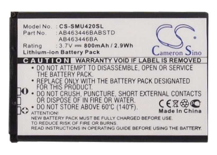 Replacement Battery for USCellular  Chrono – Mobile, SmartPhone – 800mAh / 2.96Wh / 3.7V
