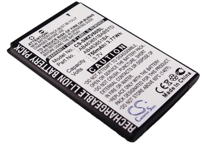 Replacement Battery for Samsung   Rant R450 – Mobile, SmartPhone – 750mAh / 2.78Wh / 3.7V