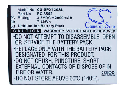 Replacement Battery for Simvalley  SPX-12 – Mobile, SmartPhone – 2000mAh / 7.40Wh / 3.7V