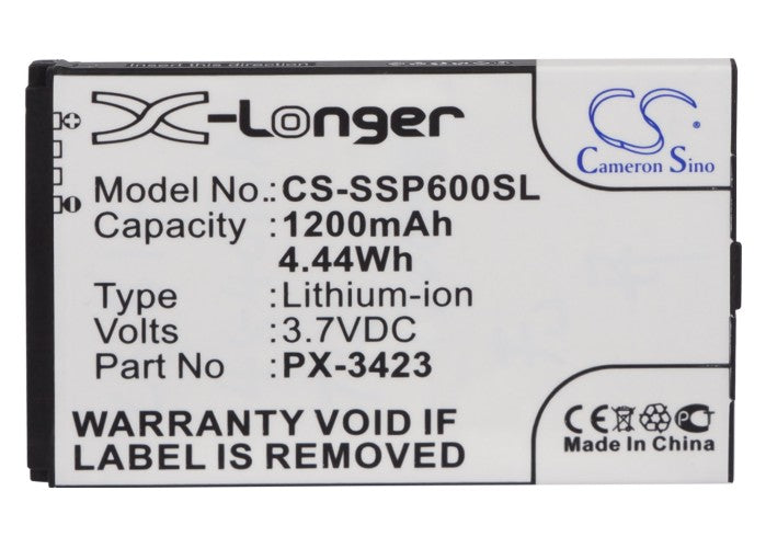 Replacement Battery for Simvalley  SP-40 – Mobile, SmartPhone – 1200mAh / 4.44Wh / 3.7V