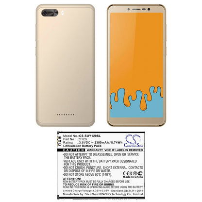 Replacement Battery for Sugar  Y12S – Mobile, SmartPhone – 2300mAh / 8.74Wh / 3.8V