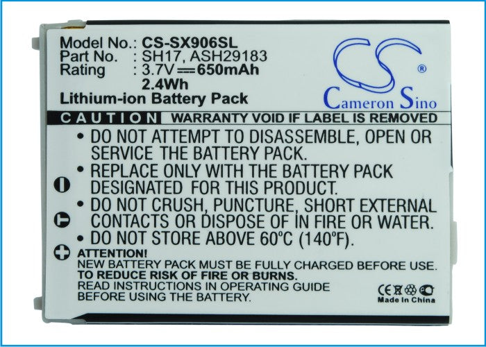 Replacement Battery for Sharp  906H – Mobile, SmartPhone – 650mAh / 3.7V