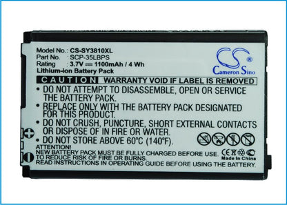Replacement Battery for Sanyo  Mirro SCP-3810 – Mobile, SmartPhone – 1100mAh/4.07Wh / 3.7V