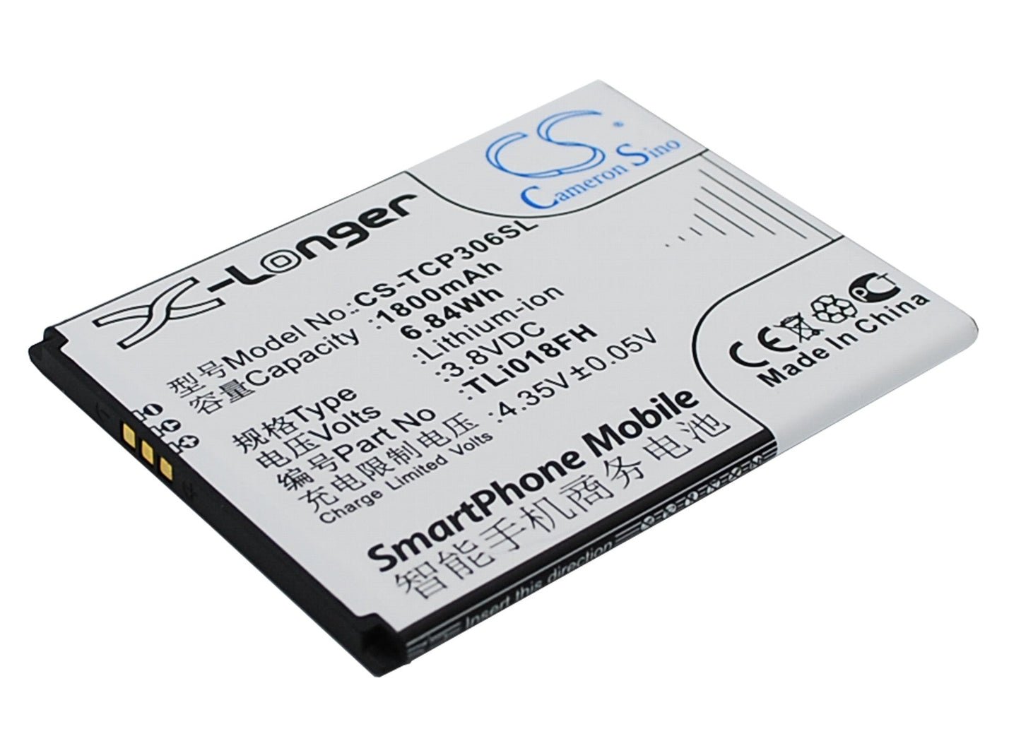 Replacement Battery for TCL  J706T – Mobile, SmartPhone – 1800mAh / 6.84Wh / 3.8V