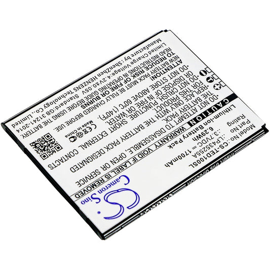 Replacement Battery for TELEFUNKEN  Selfie TS1 – Mobile, SmartPhone – 1700mAh / 6.29Wh / 3.7V