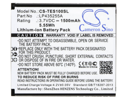 Replacement Battery for TELEFUNKEN  Selfie TS1 – Mobile, SmartPhone – 1500mAh / 5.55Wh / 3.7V