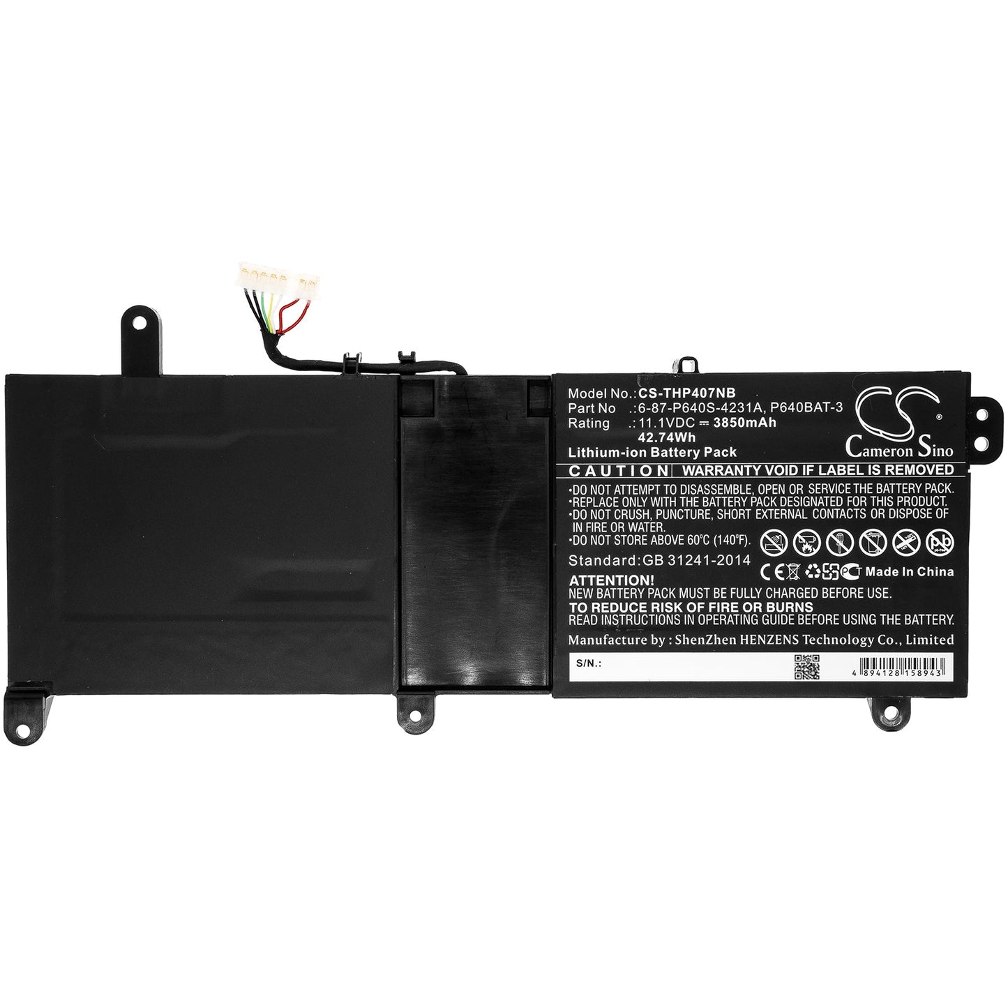 Replacement Battery for Schenker  XMG P406 – Notebook, Laptop – 3850mAh / 42.74Wh / 11.1V