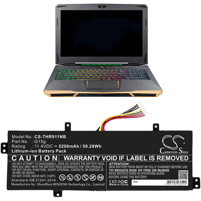 Replacement Battery for Gigabyte  SabrePro 15 – Notebook, Laptop – 5200mAh / 59.28Wh / 11.4V