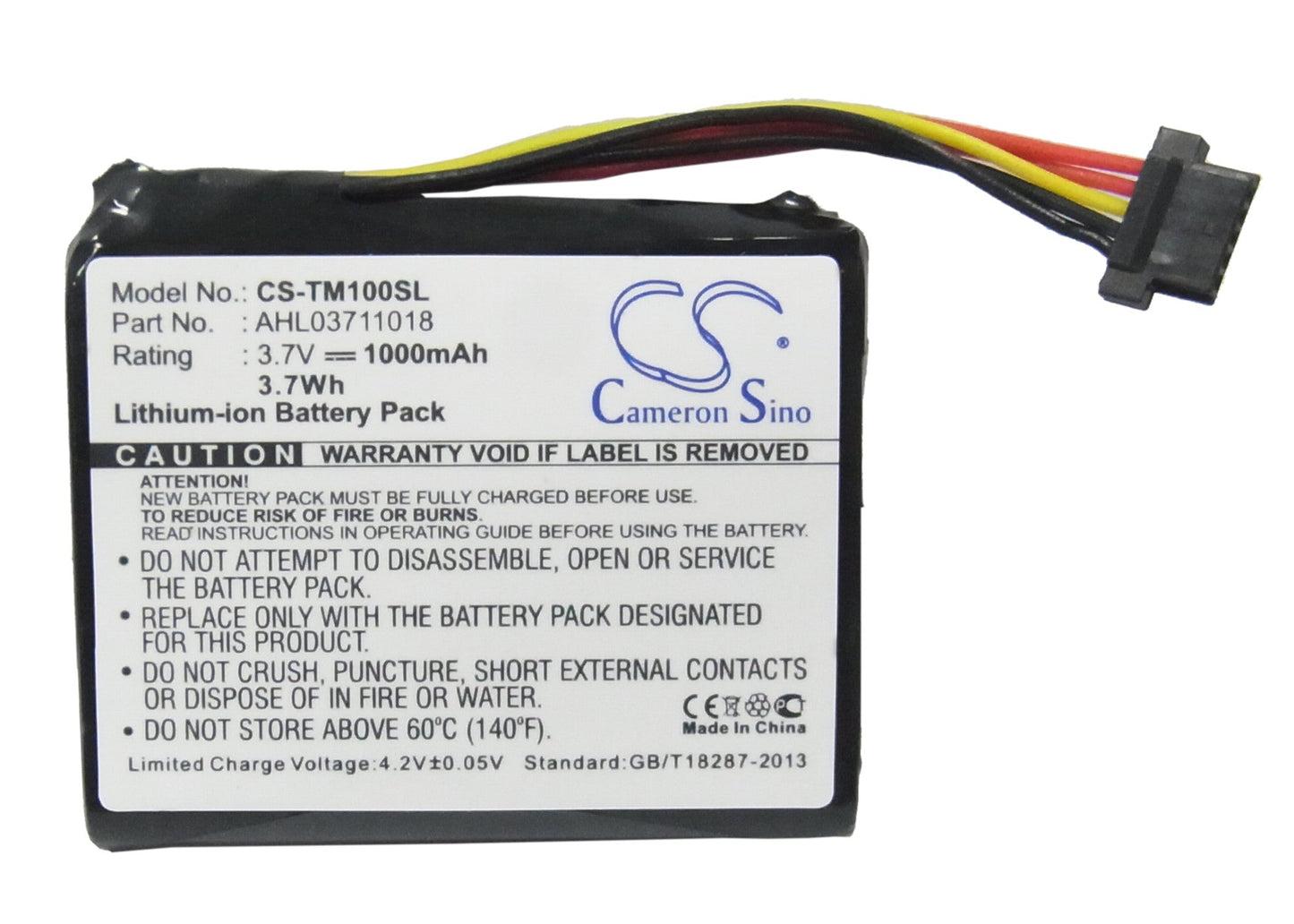 Replacement Battery for TomTom  4CS0.002.01 – GPS, Navigator – 1000mAh / 3.70Wh / 3.7V