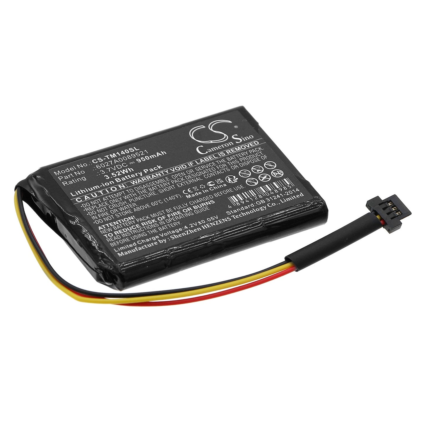 Replacement Battery for TomTom  1EK0.052.02 – GPS, Navigator – 950mAh / 3.52Wh / 3.7V