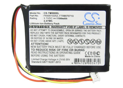 Replacement Battery for TomTom  4K00.100 – GPS, Navigator – 1100mAh / 4.07Wh / 3.7V