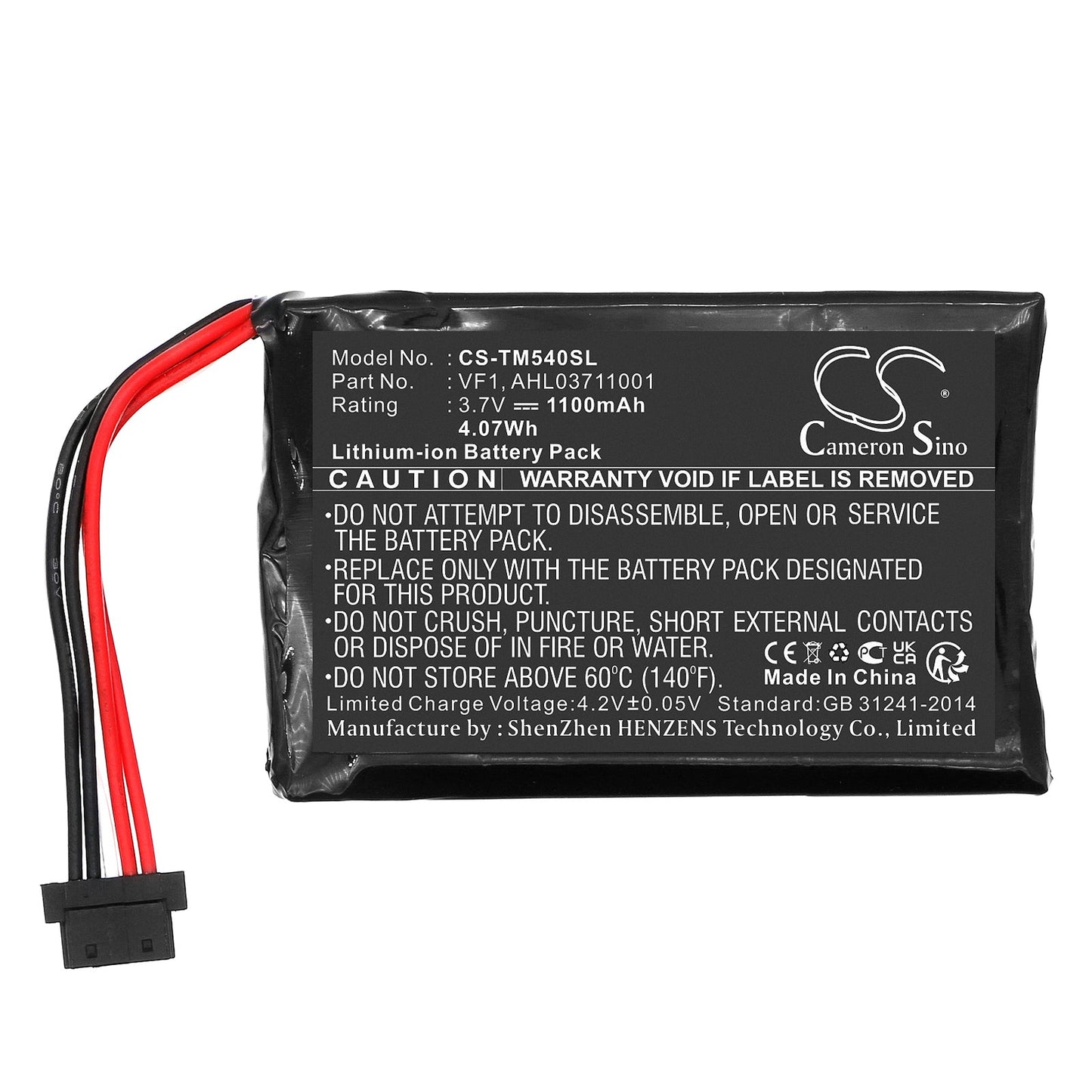 Replacement Battery for TomTom  4CF5.002.00 – GPS, Navigator – 1100mAh / 3.7V