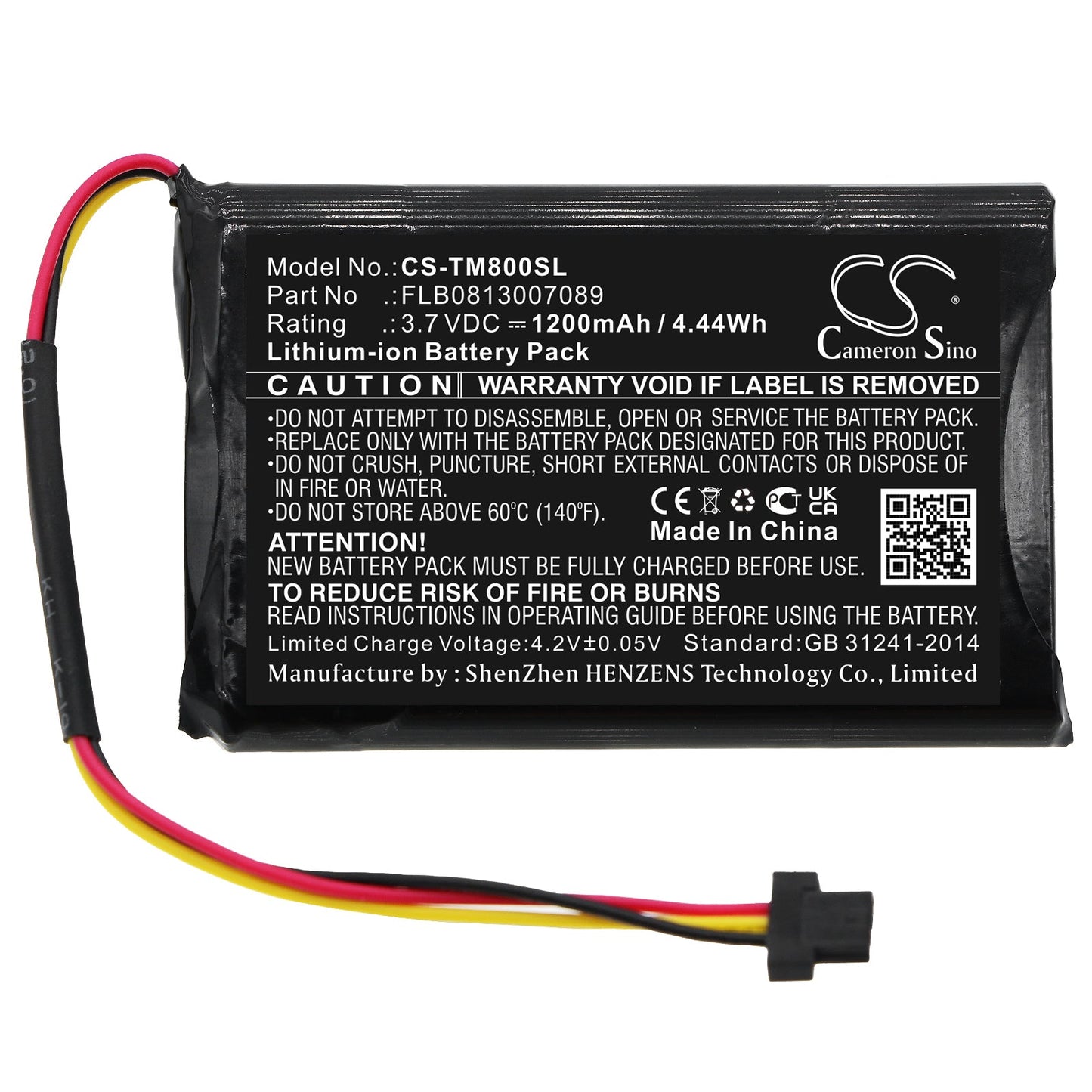 Replacement Battery for TomTom  4FC64 4FD6.001.00 – GPS, Navigator – 1200mAh / 4.44Wh / 3.7V