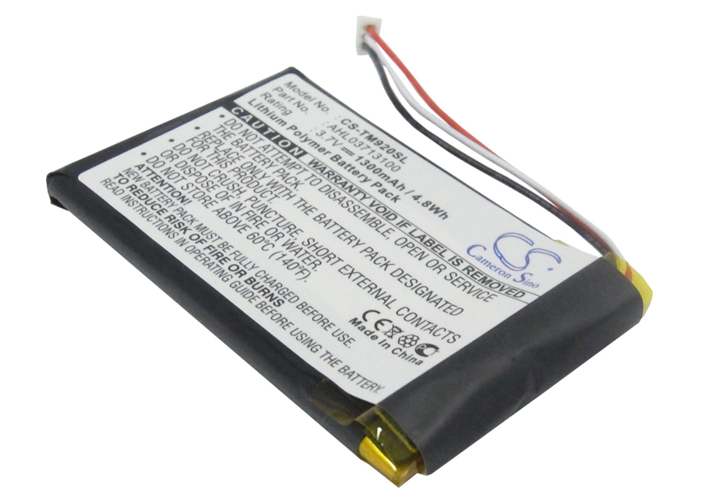 Replacement Battery for TomTom  340S LIVE XL – GPS, Navigator – 1300mAh / 4.81Wh / 3.7V