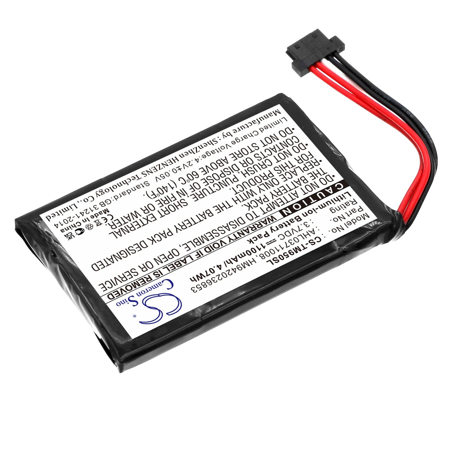 Replacement Battery for TomTom  4CP9.002.00 – GPS, Navigator – 1100mAh / 4.07Wh / 3.7V