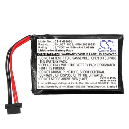 Replacement Battery for TomTom  4CP9.002.00 – GPS, Navigator – 1100mAh / 4.07Wh / 3.7V