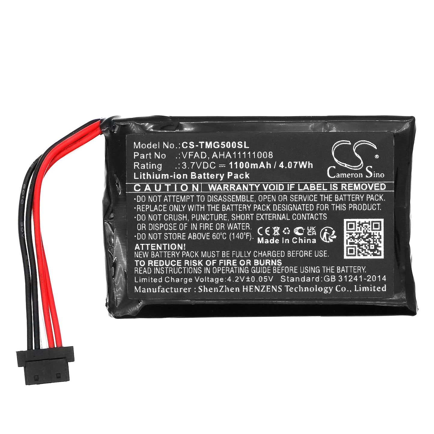 Replacement Battery for TomTom  4FL50 – GPS, Navigator – 1100mAh / 4.07Wh / 3.7V