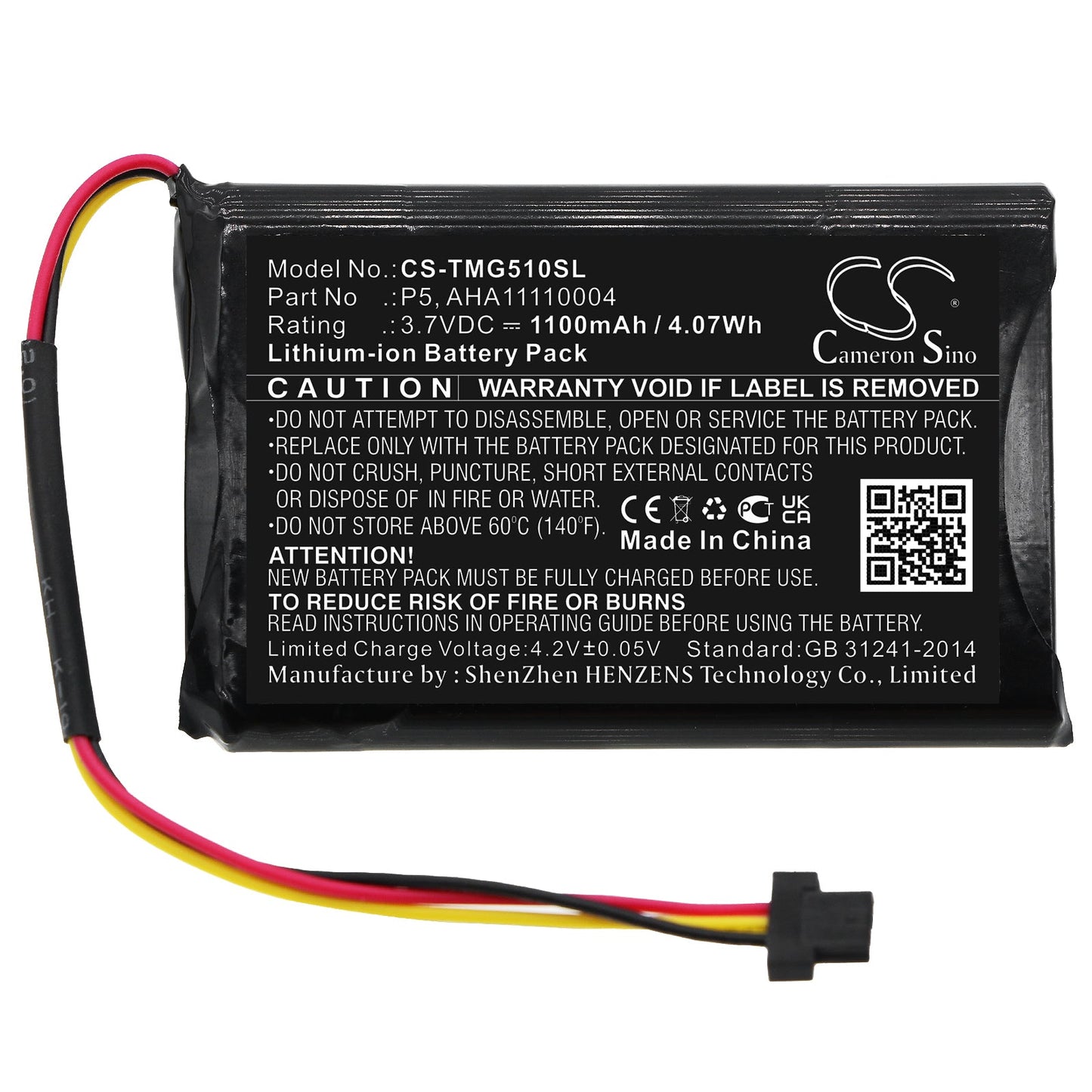 Replacement Battery for TomTom  4FA50 – GPS, Navigator – 1100mAh / 4.07Wh / 3.7V