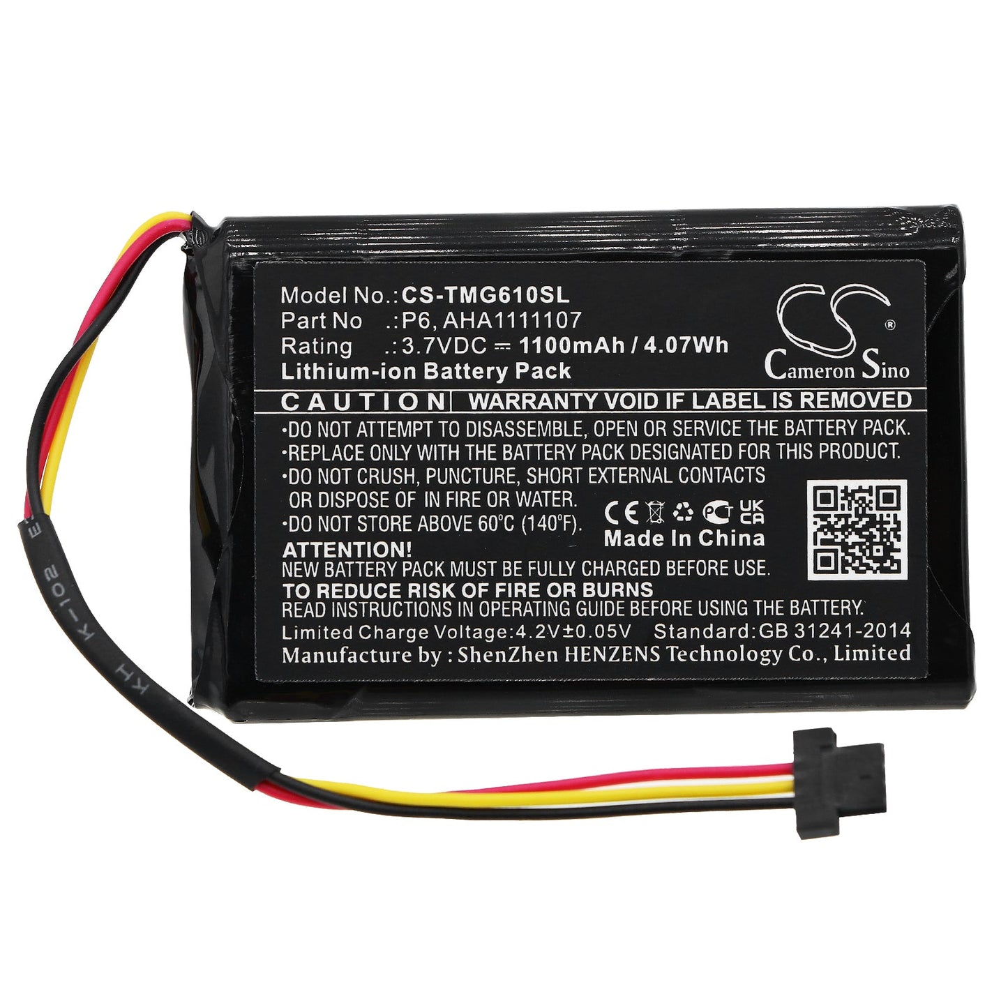 Replacement Battery for TomTom  4FA60 – GPS, Navigator – 1100mAh / 4.07Wh / 3.7V