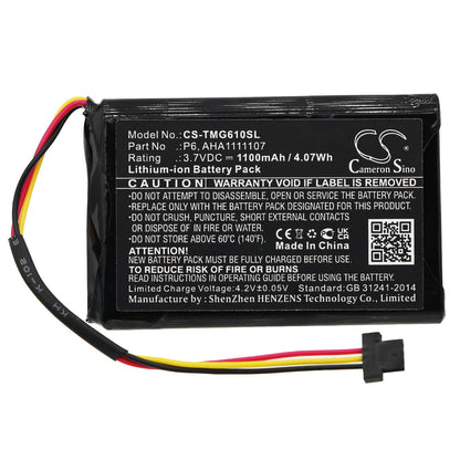 Replacement Battery for TomTom  4FA60 – GPS, Navigator – 1100mAh / 4.07Wh / 3.7V