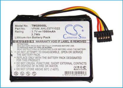 Replacement Battery for TomTom  4EH45 – GPS, Navigator – 1000mAh / 3.70Wh / 3.7V