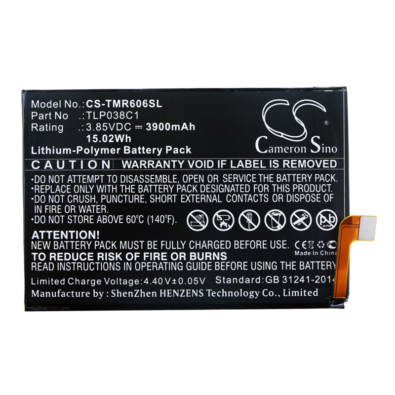 Replacement Battery for Alcatel  7 – Mobile, SmartPhone – 3900mAh / 15.02Wh / 3.85V