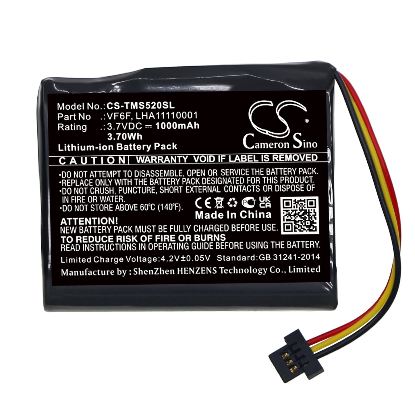 Replacement Battery for TomTom  4AL51 – GPS, Navigator – 1000mAh / 3.7Wh / 3.7V