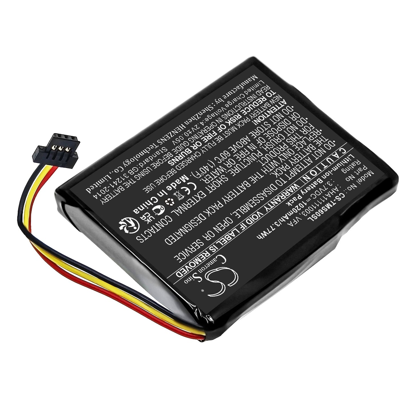 Replacement Battery for TomTom  4EN6.001.02 – GPS, Navigator – 1020mAh / 3.77Wh / 3.7V